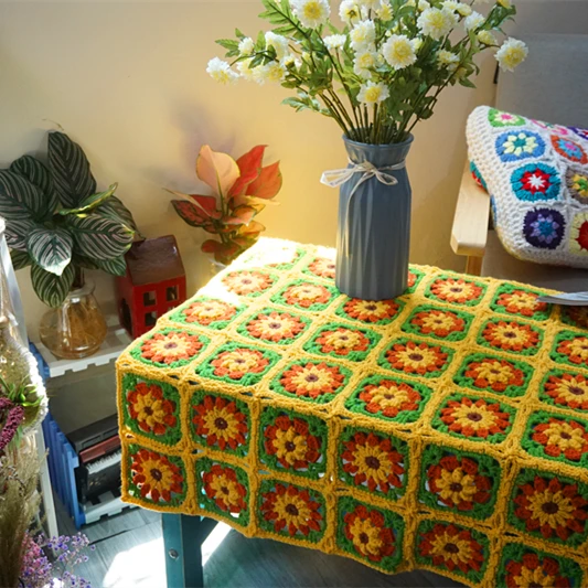 

Handmade crochet Sunflower cushion fashion crochet blanket felt pastoral style sofa cushion housewarming gift 15.5in