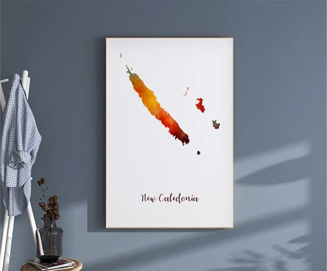 

New Caledonia Map Poster Wall Art Decor Print Gift canvas watercolor poster