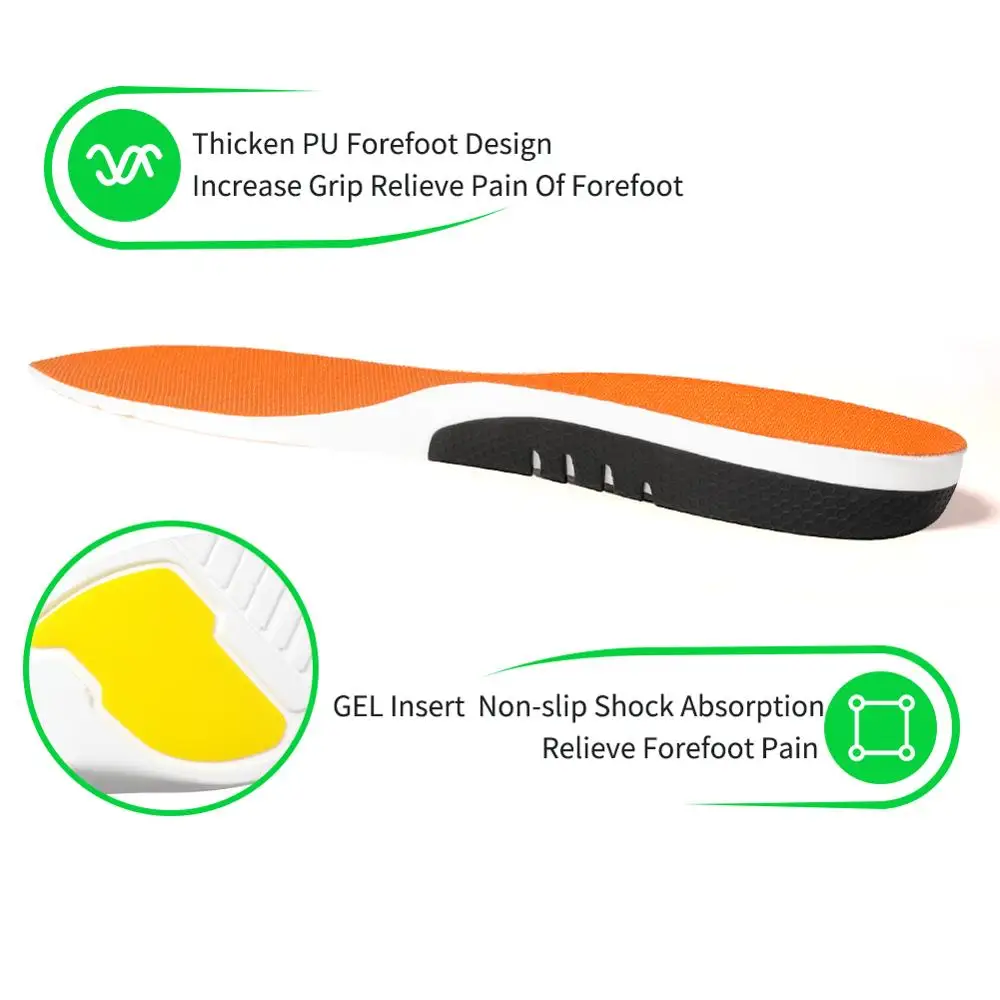 3ANGNI Orthotic Flat Feet TPU Arch Support Insoles Gel Deep Heel Cup Inserts For Plantar Fasciitis Orthopedic Shoes Padded Sole