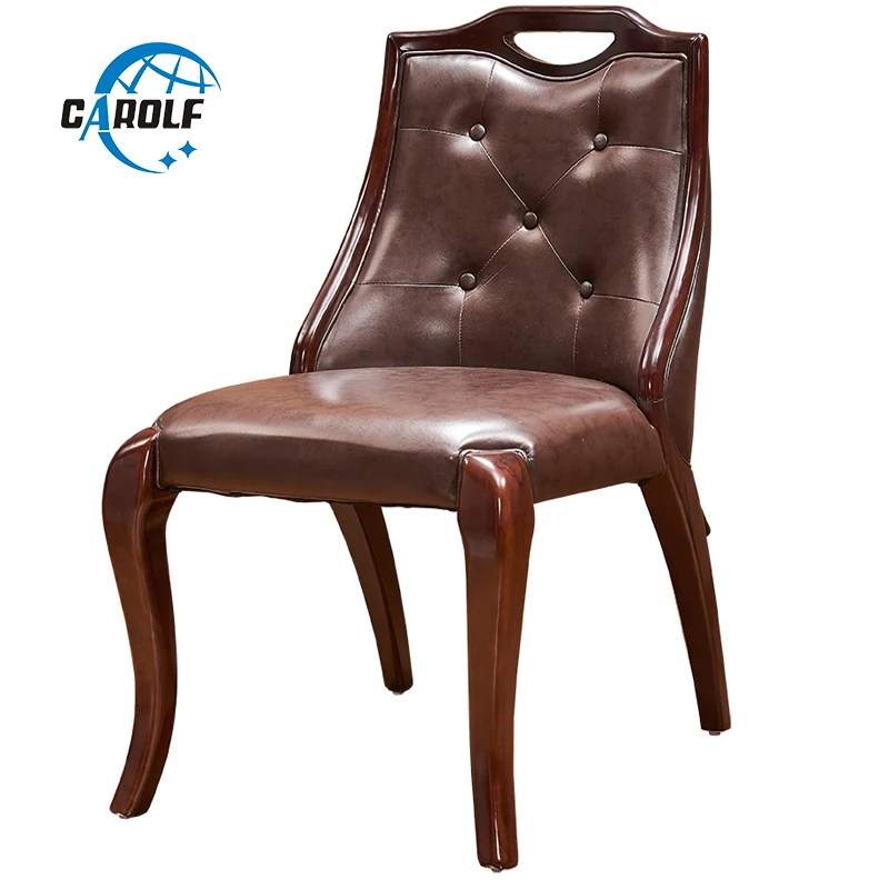 

Good Price America Style Genuine Leather Chair Solid Wood Dining Chairs
