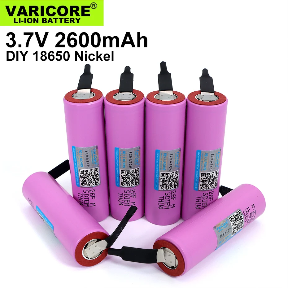 Оригинальный Аккумуляторный аккумулятор VariCore 1 10 шт. с защитой 18650 3 7 В 2600 мА · ч