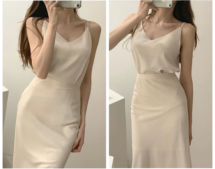 Женские элегантные костюмы из атласа однотонные Жилеты Пуловеры и юбки без