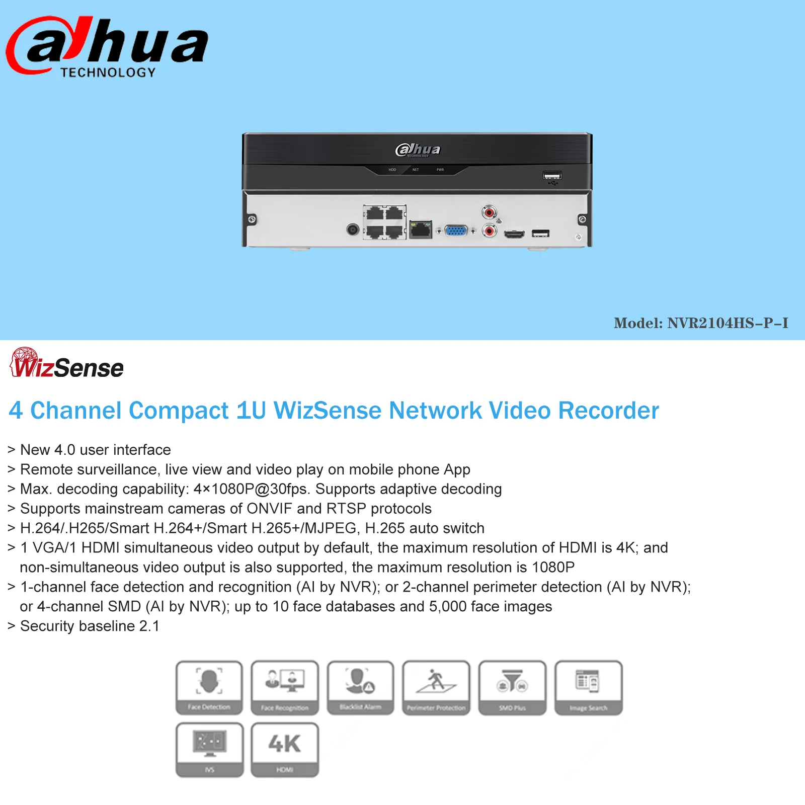 Сетевой видеорегистратор Dahua 8MP IP Камера 4 к NVR комплект безопасности Wizsense IPC HDW3849H AS