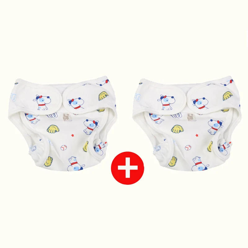 2PCS-Dog Herbabe 2 шт. детские штаны-подгузники 3 слоя милый новорожденных подгузники хлопок впитывающие подгузники для новорожденных Многоразовые - Цвет: 2PCS-Dog