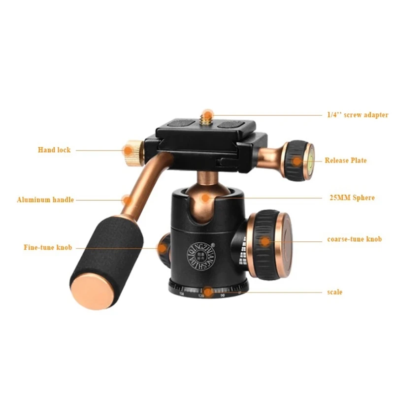 

Q160 Professional Travel Camera Tripod Ball Head Handle Pan Head Compatibility for Digital Camera