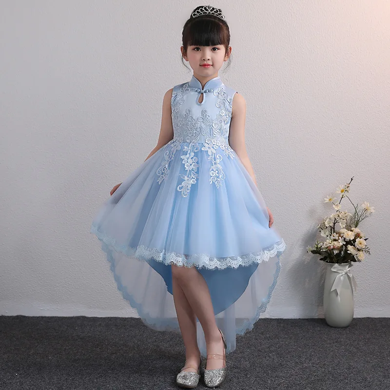 

Girls Pageant Long Graduation Tail Dress Wedding Gown Party Princess Dress for Children Costume Walk Show Dress