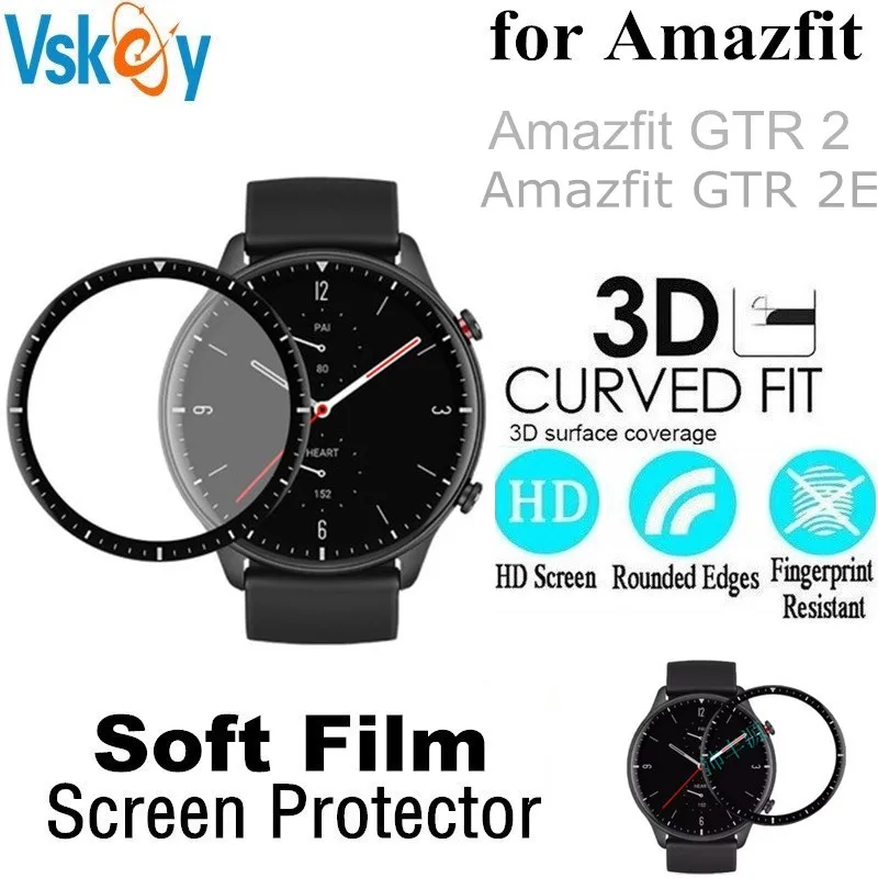 Protetor de Tela de Fibra Macia para Amazfit Protetora sem Vidro Pces Curvado 2 Cobertura Completa Amazfit 2e Película Temperado 100 3d Gtr