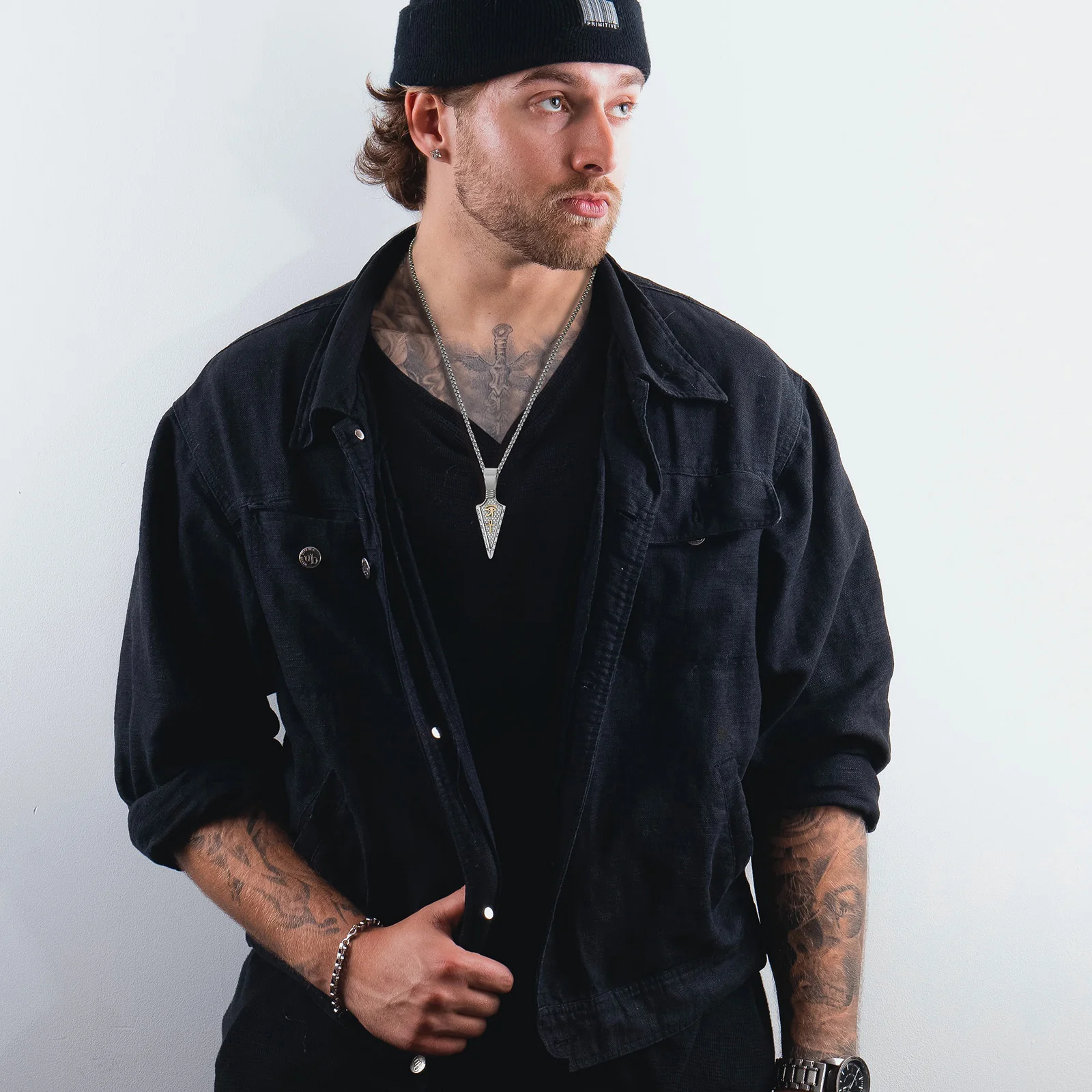 Мужское готическое ожерелье Vnox в виде копьев викингов Черные Подвески-кресты из