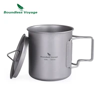 boundless voyage 420 ml titanium tea cup water cup milk coffee mug folding handle tableware with lid for camping outdoor picnic