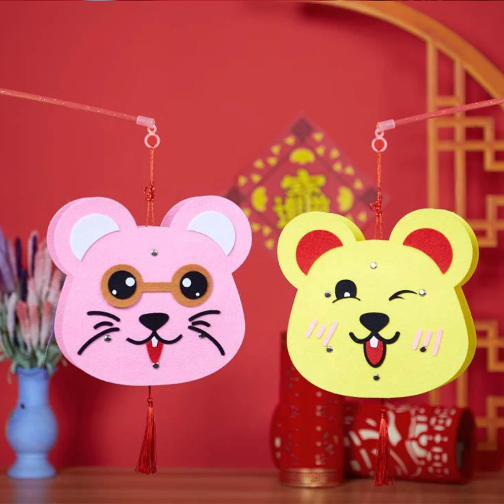 DIY CartoonPaper фонарь китайский год светодиодный украшения для фонарей войлочные украшения для детей Рождественский Декор Висячие двери детский подарок