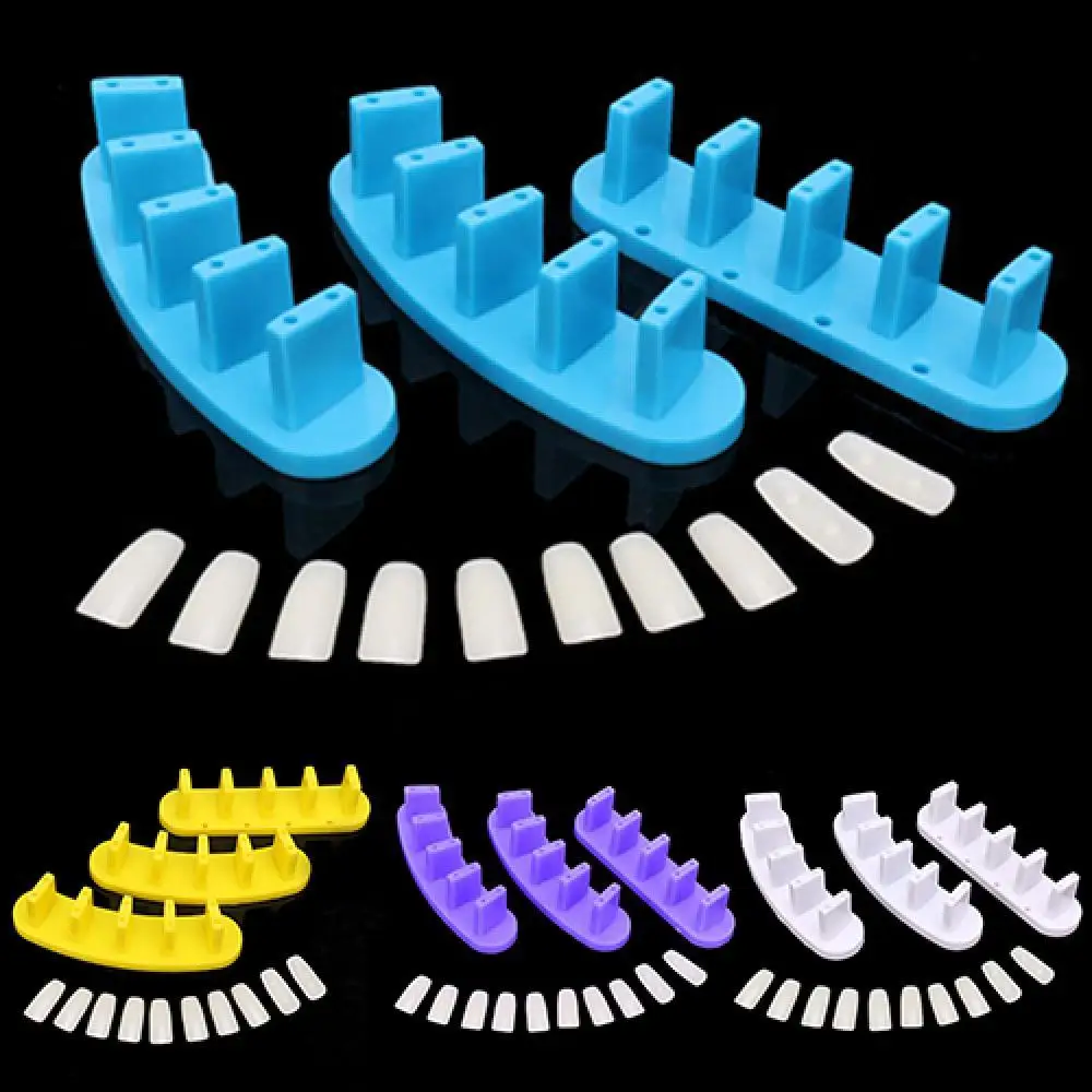 

3x Nail Acrylic Base Display Training Frames 10x False Nail Tips Manicure Tool