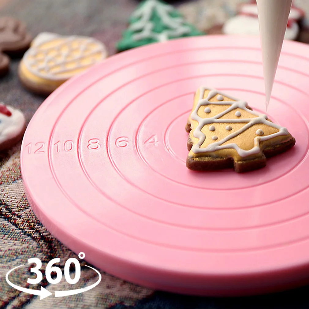 Домашняя DIY вращающаяся подставка для торта на 360 градусов 14 см, для украшения торта, розовая Нескользящая подставка