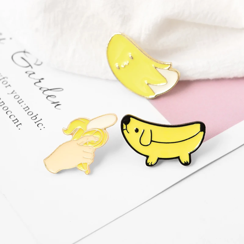 Новый модный набор эмалевых булавок с изображением милой собачки банана мопса