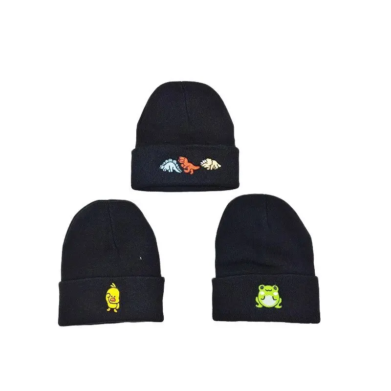 

New Winter Embroidery Knitted Beanie Hat Women Men Thick Warm Beanie Skullies Hat Outdoor Knit Animal Bonnet Beanie Caps