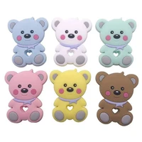 food grade silicone teethers diy animal bear baby ring teether infant baby silicone chew charms kids teething gift toddler toys