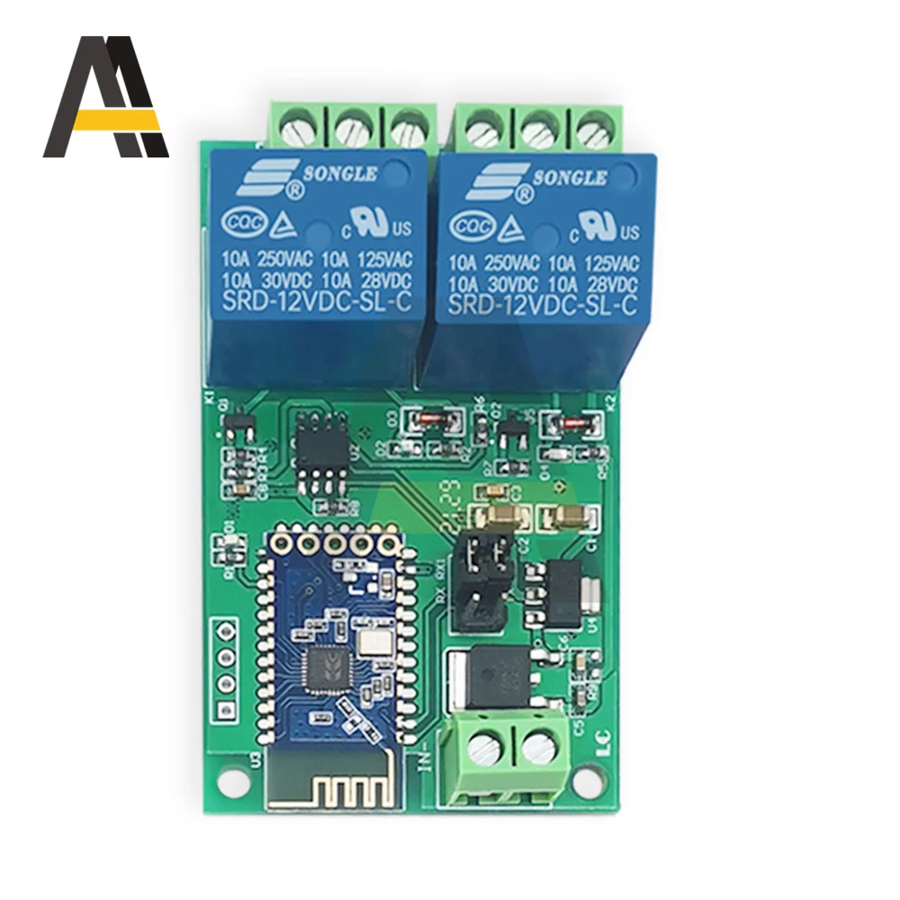 Релейный модуль 2-канальный беспроводной Bluetooth-совместимый дистанционный