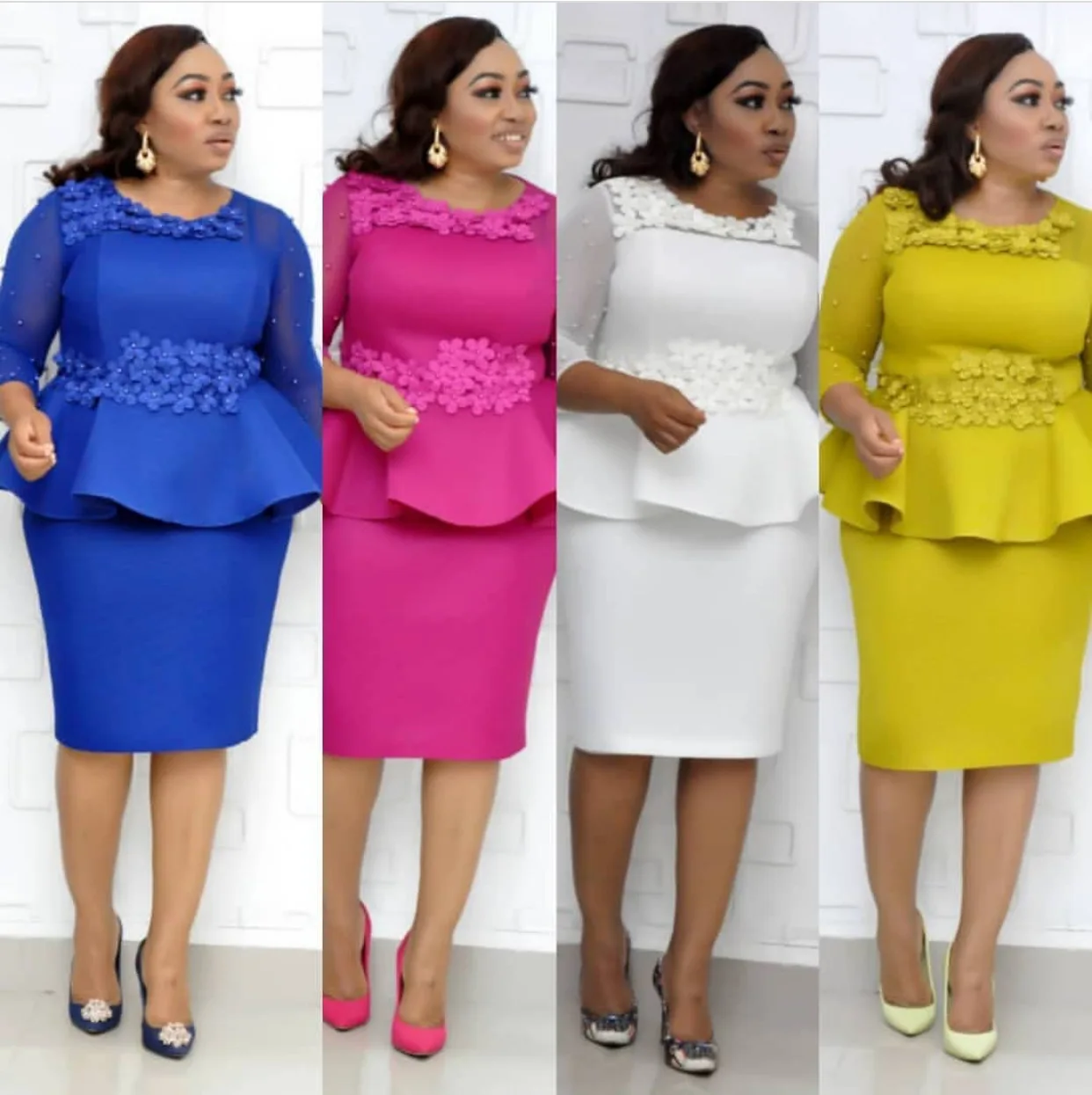 

2019 Winter Women Dresses Office Lady Sheath Solid Knee-Length Women Dresses Half Empire O-Neck Elegant Plus Size Women Dresses