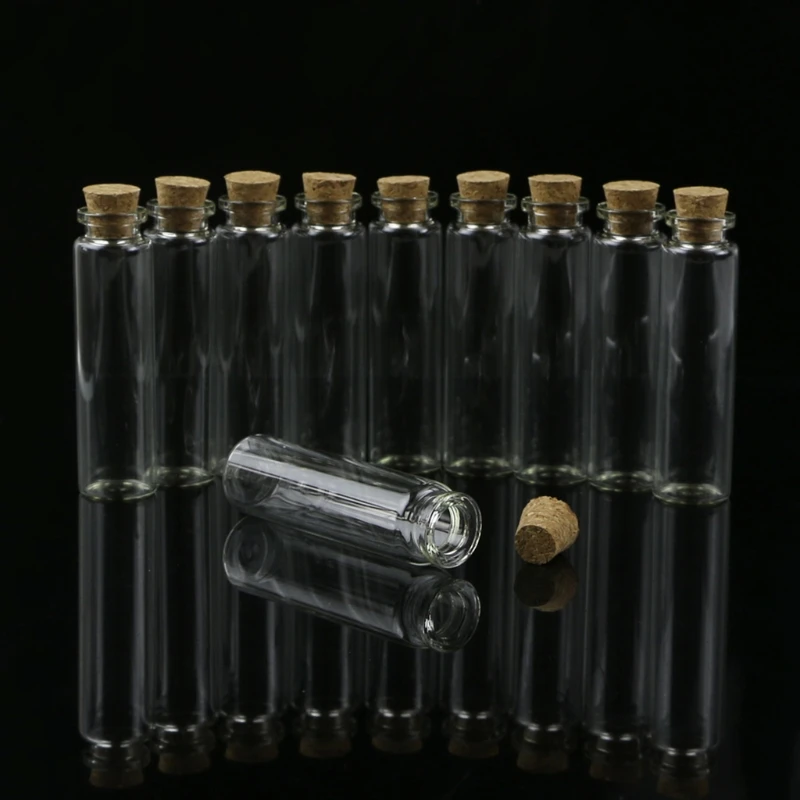 

10pcs Mini Glass Wish Bottle Vial with Cork Stopper Storage Pendant 20mL P82D