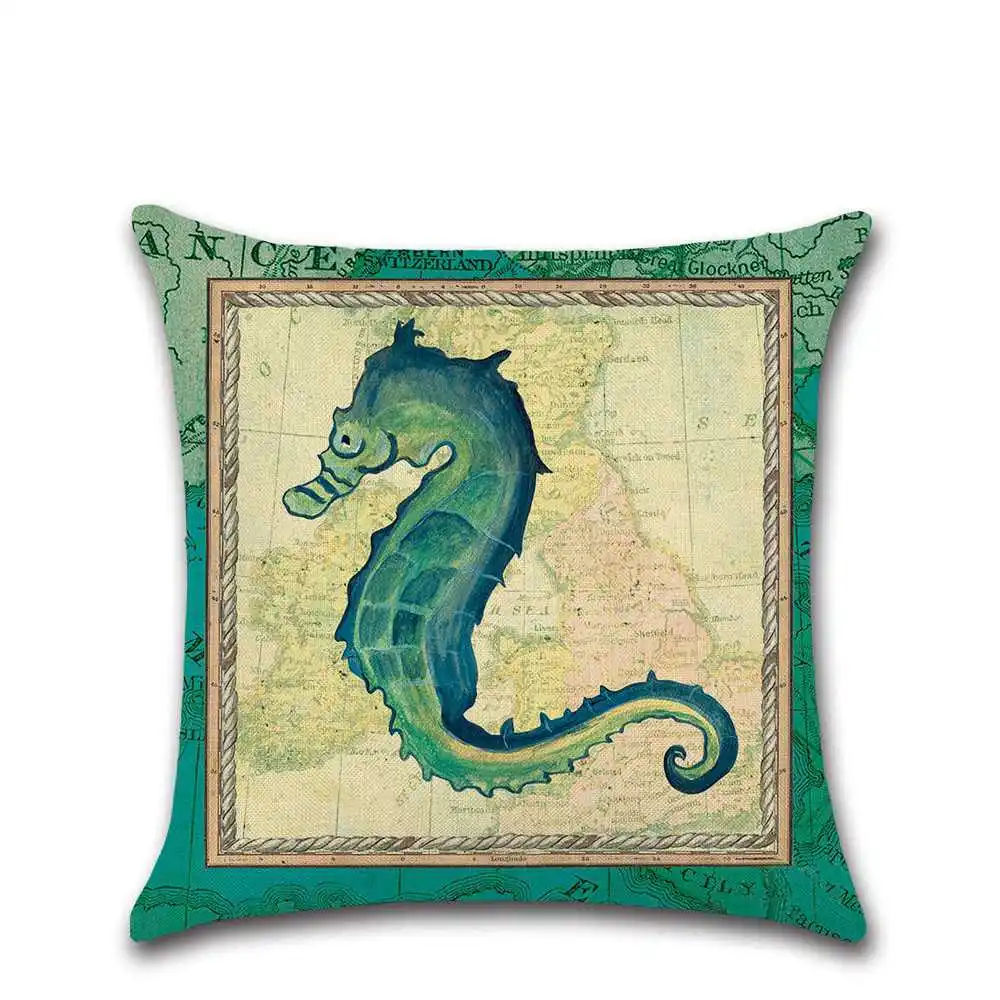 Океана ручная роспись белье гиппокамп морская черепаха узор диванная