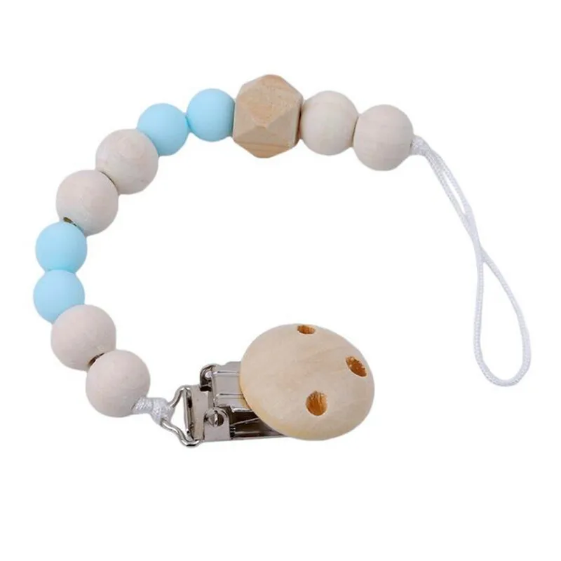 

Baby Pacifier Clip Chain Wooden Holder Soother Pacifier Clips Leash Strap Nipple Holder for Infant Baby Nipple Bottle Clip Chain