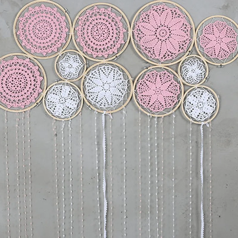 

1 Set DIY Large Doily Lace Dream Catcher Set Wedding Background Room Decoration Dreamcatcher Attrape Reve