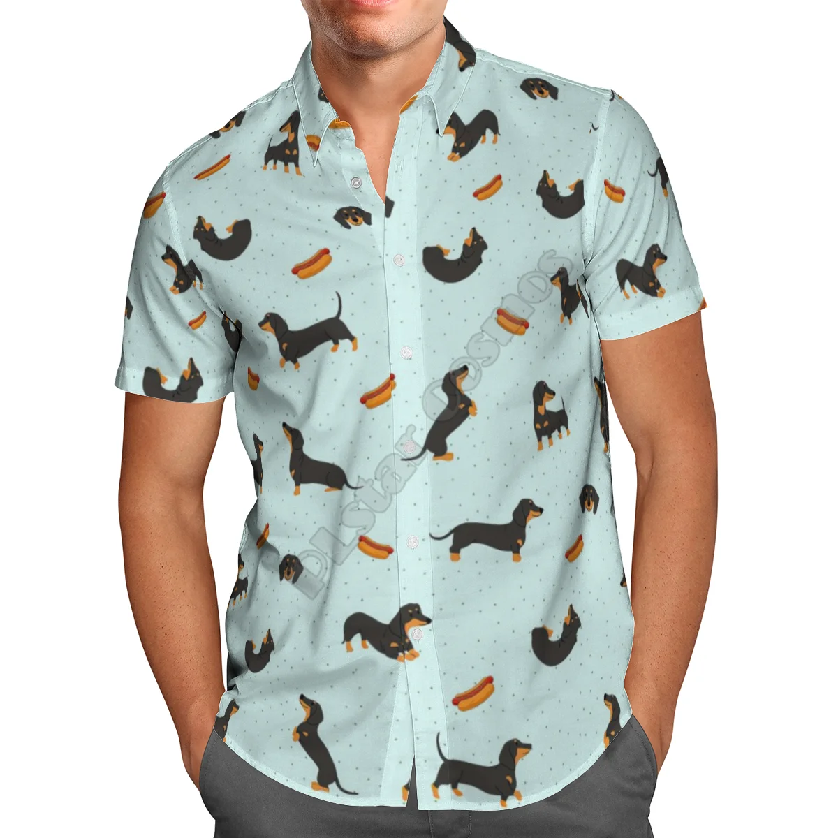 

Hawaii Shirt Hawaiian beach Summer Funny Balloon Dachshund 3D Printed Men's Shirt Harajuku Tee hip hop Casual shirts 08