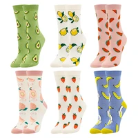 1 pair of cute avocado strawberry banana fruit food medium stockings funny japanese sweet style socks casual kawaii girl socks