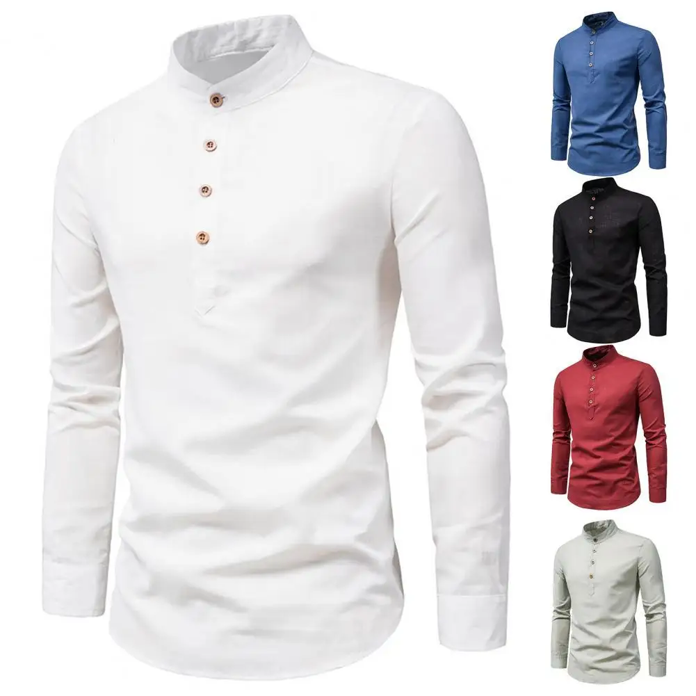 

Business Shirt Men Long Sleeve Anti-wrinkle Stand Collar Slim Formal Breathable Autumn Top Formal Shirt Men's Clothes Streetwear