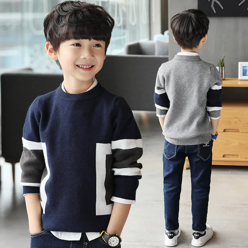 

Children's sweater 2020 spring new Korean version of the big boy boy foreign style round neck bottoming shirt