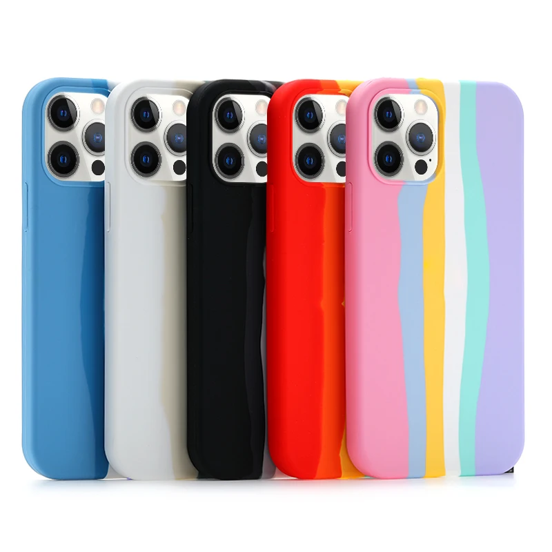 

Luxury Official Rainbow Case for Apple iPhone 13 12 11 Pro Max XR X XS Mini 7 8 6 6s Plus Silicone Original With Brand Logo Case