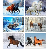 5d diy diamond painting cross stitch horse embroidery mosaic handcraft full square round drill wall decor gift