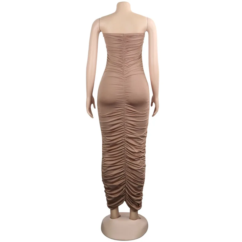 Платье женское с высокой талией летнее плиссированное платье открытыми плечами