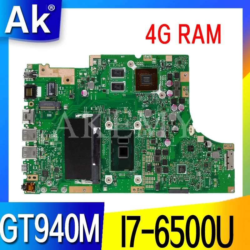 

AKEMY TP501UB материнская плата для ноутбука ASUS VivoBook Flip TP501U TP501UB TP501UQ материнская плата 100% тест Ok 4GRAM I7-6500U GT940M