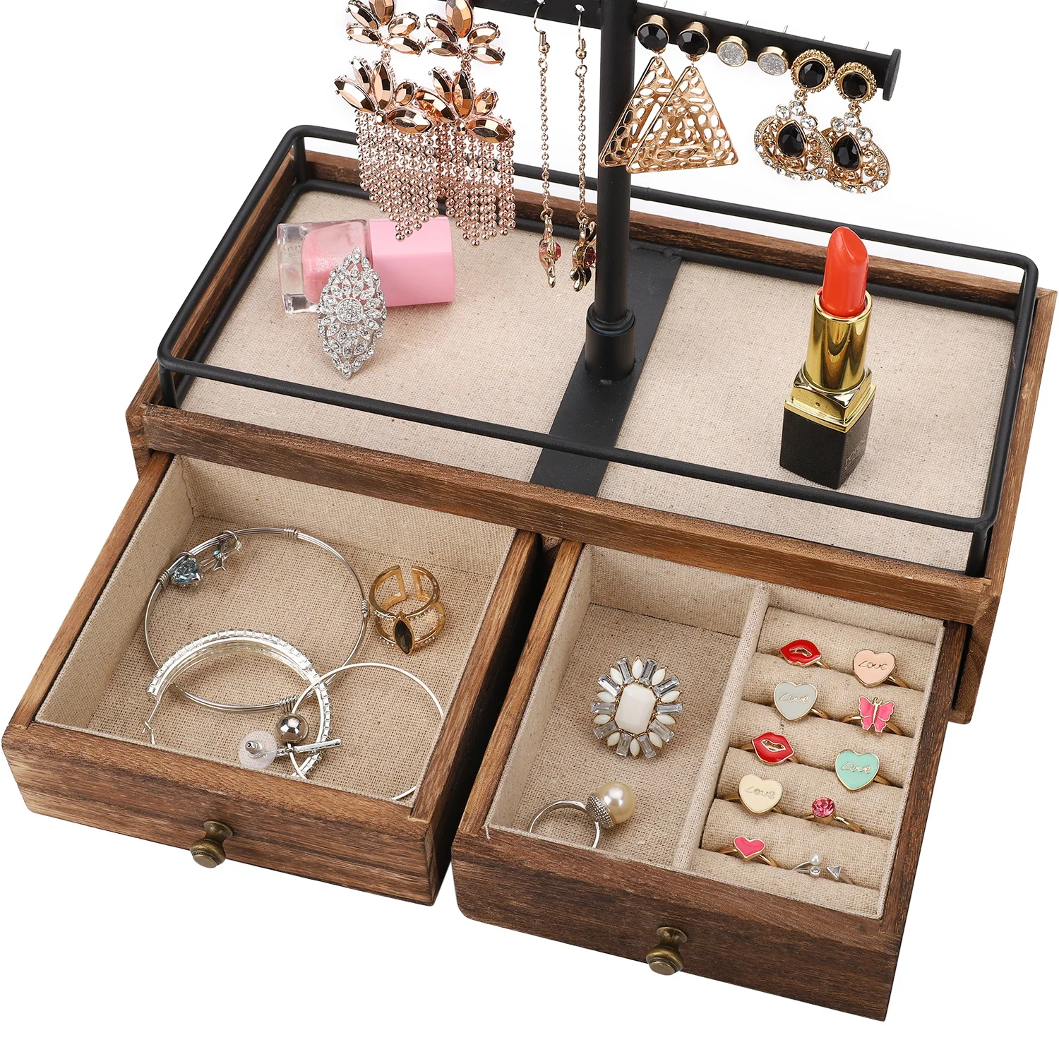 Чехол для ювелирных изделий ящик хранения лака ногтей губной помады настольный