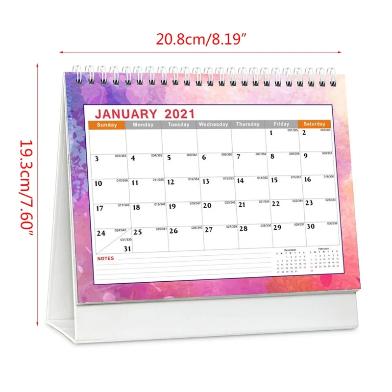 

2021 Flower Desktop Calendar English Coil Daily Monthly Planner Schedule Yearly Agenda Organizer
