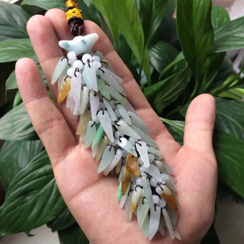 

LETSFUN Fine Jewelry Natural Emerald A Small Chili Car Hanging Bag Hanging 22cm