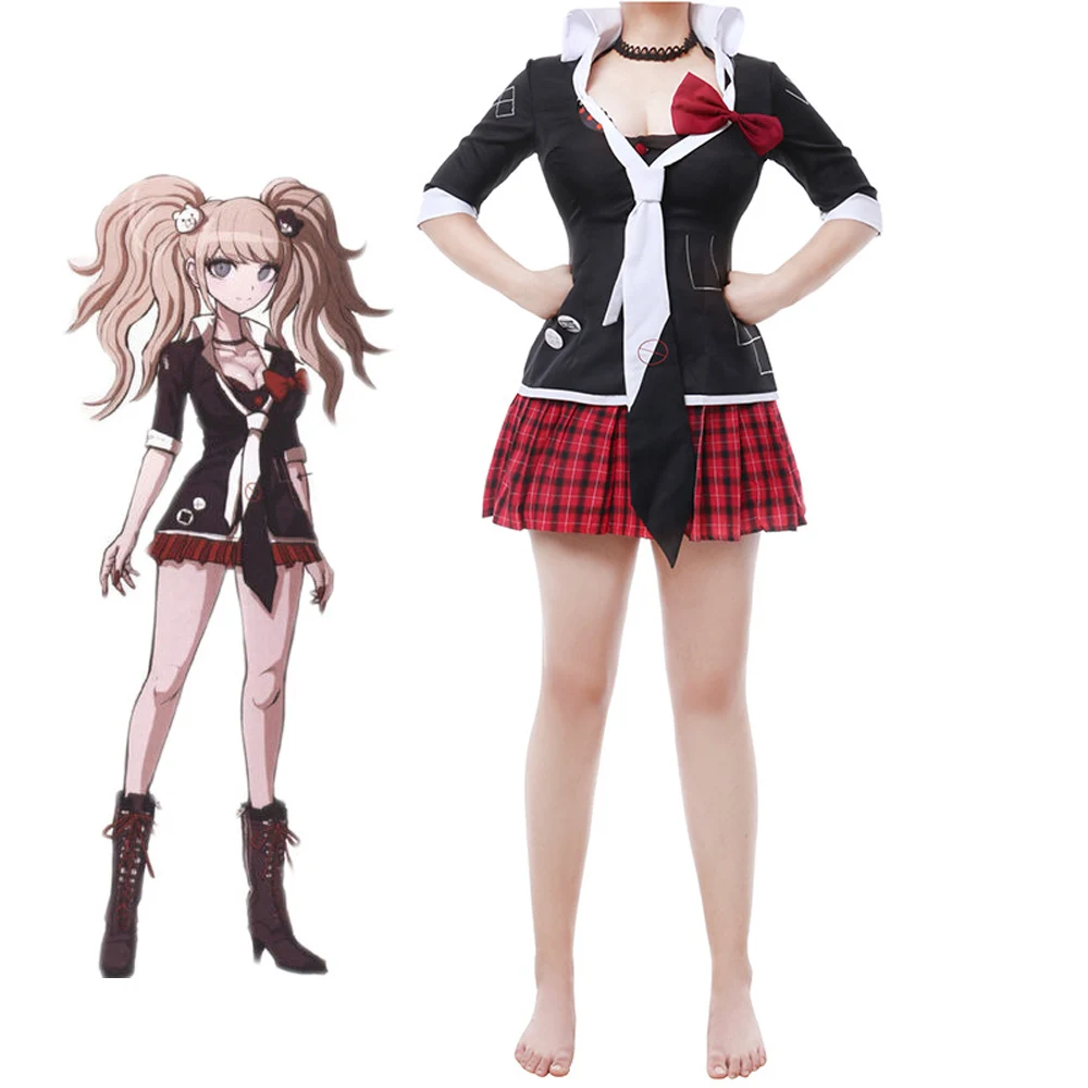 

Костюм Аниме Danganronpa Junko Enoshima для косплея, Женский костюм с пальто и юбкой, комплекты униформы, костюмы для вечевечерние на Хэллоуин