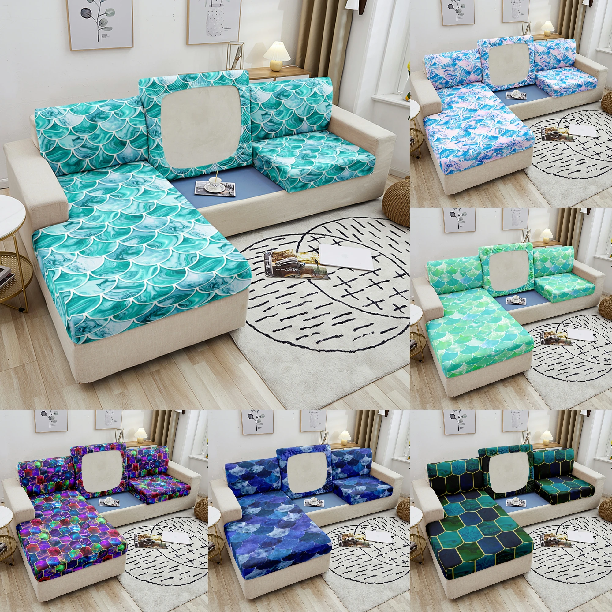 Эластичный чехол для дивана чешуя Русалки защита мебели в гостиной съемный