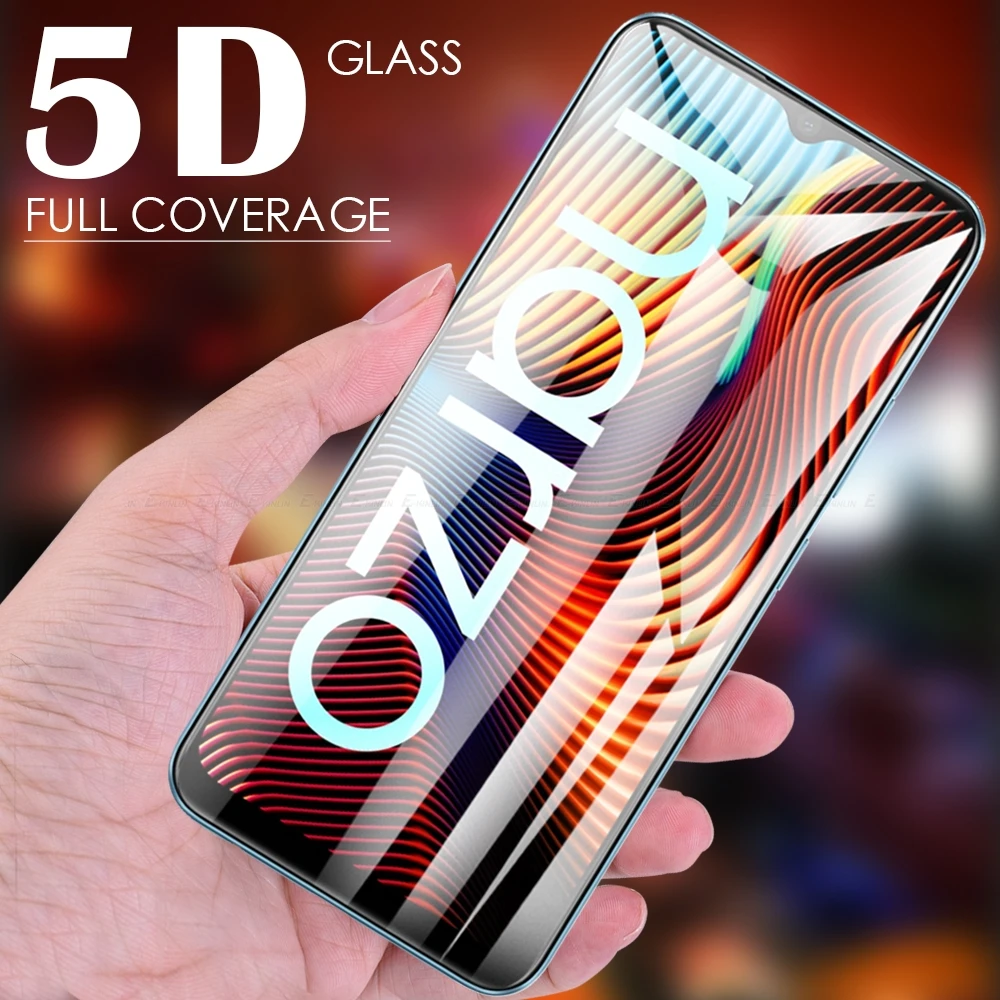 

9H Full Cover 5D Curved Coverage Tempered Glass Screen Protector For Realme Narzo 30A 20A 10A 10 20 30 Pro Protective Film