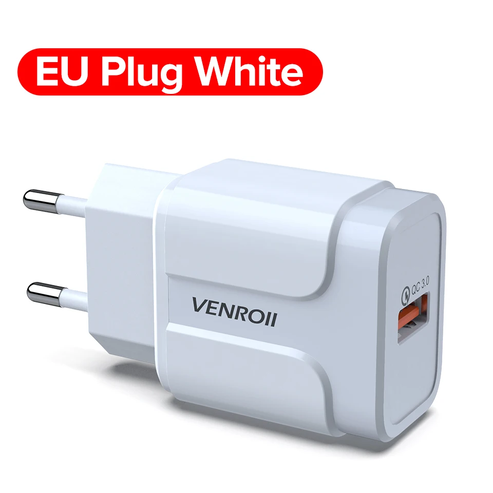 EU White Venroii 5 в 3 А USB зарядное устройство Quick Charge 3,0 EU US Разъем для iPhone X Быстрая зарядка для samsung S9 Xiaomi Mi 8 адаптер для мобильного телефона - Тип штекера: EU White