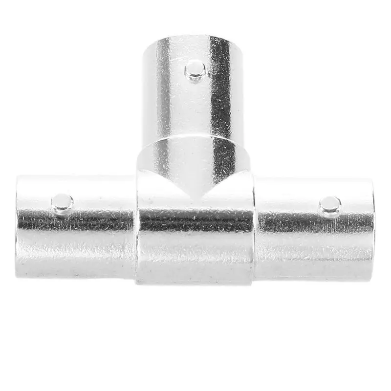 

Серебристый коаксиальный адаптер с тремя разъемами T BNC F RF 3,2*2,1 см
