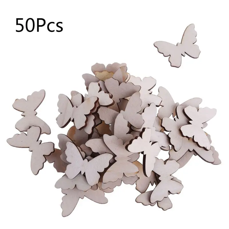 

50pcs Laser Cut Wood Butterfly Embellishment Wooden Shape Craft Wedding Decor