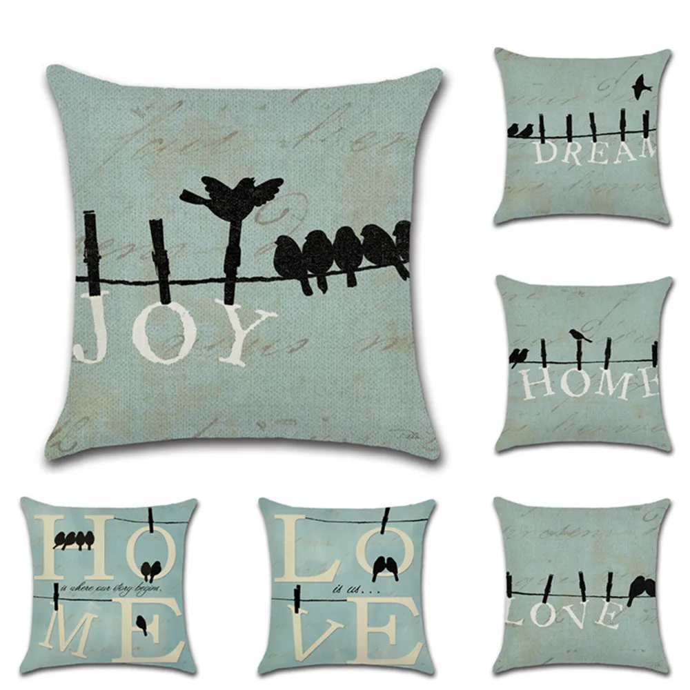 1 шт. наволочка для подушки с изображением птиц на телефонном столбе 45x45 см