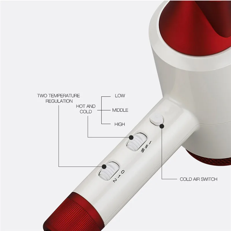 HSIPRO 1800W Электрический фен для волос формы молотка с отрицательными ионами, горячий/холодный сильный воздушный поток с насадкой для сбора волос