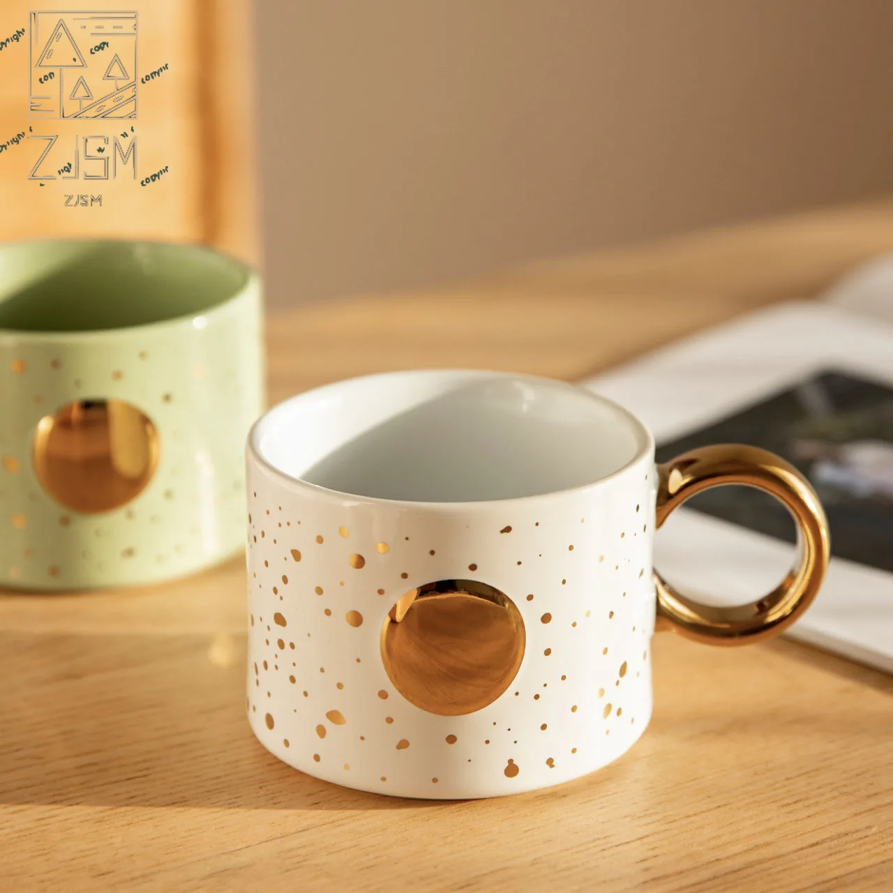 

Moon Sun Mug ins Style 300ML Gold Handgrip Coffee Milk Creative Home Office Starry Sky Ceramic Cup Couple Exquisite Gift