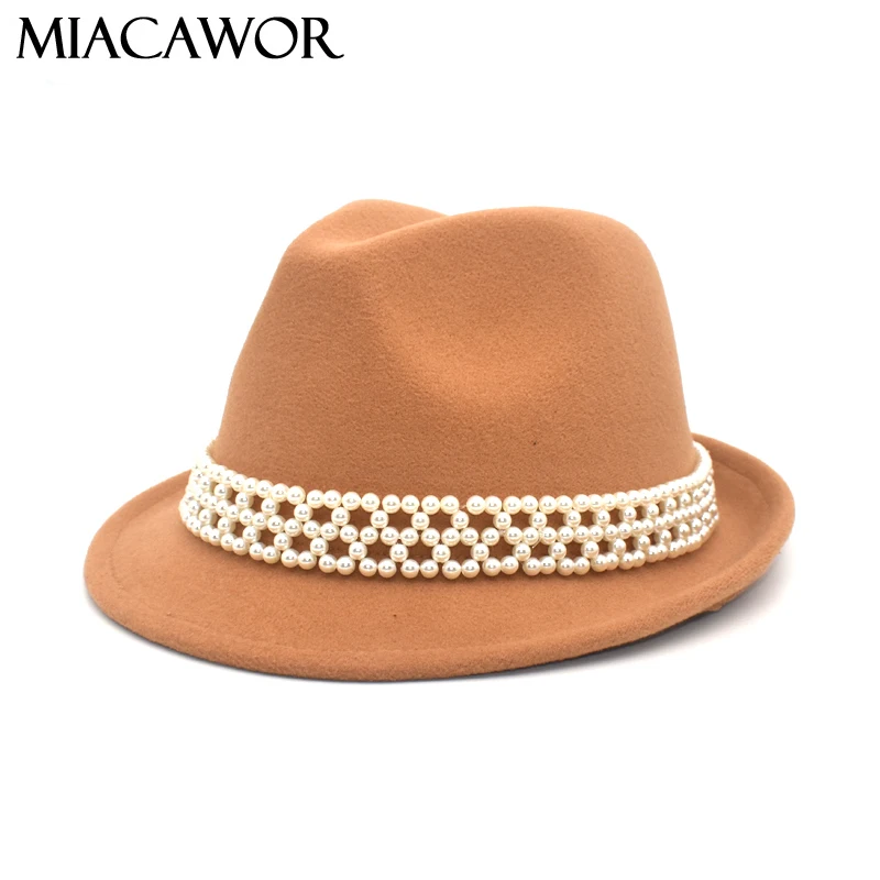 Классическая мужская фетровая шляпа MIACAWOR австралийская шерстяная с широкими
