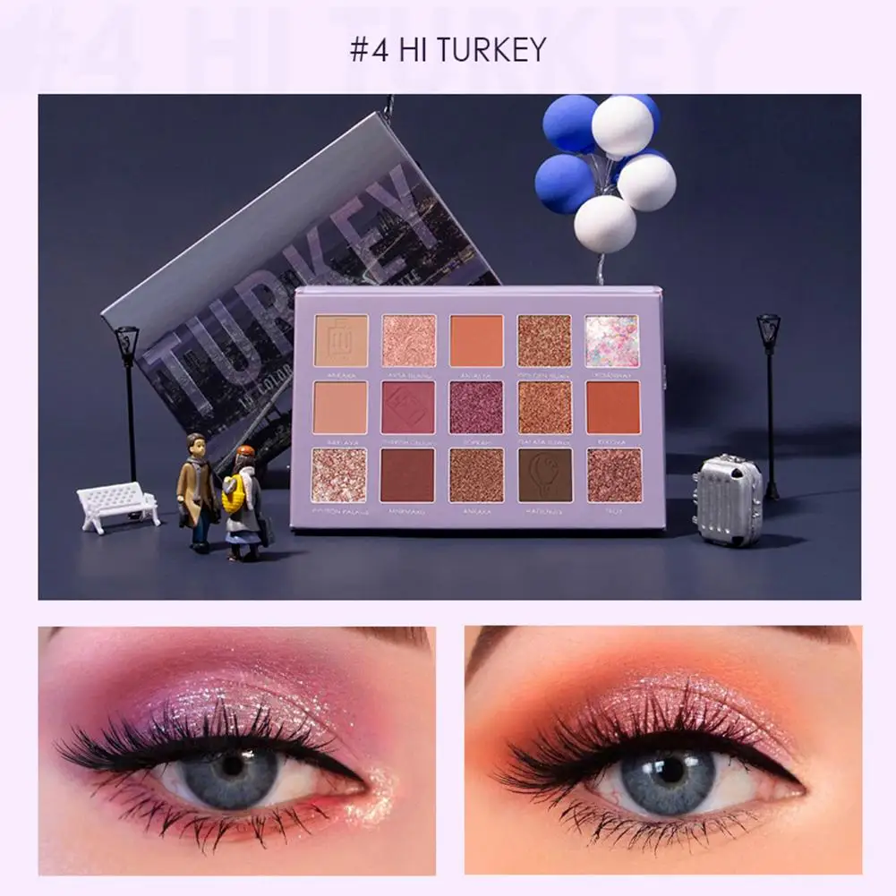 15 цветов палитры теней для век легкие к Применение градиент Звездное зеленый