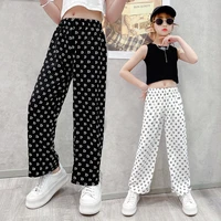 pants for girls letter print kids wide leg pants children summer trousers for casual style teenager clothing 4 5 6 8 10 12 13yrs