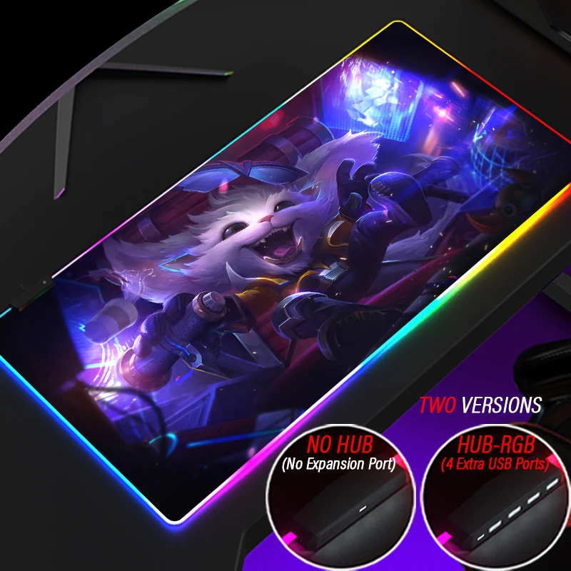 

RGB коврик для мыши «League of Legends», высокоскоростной концентратор, 4 порта USB, LOL Yasuo DIY Коврик для мыши с подсветкой KDA Akali, Настольный коврик