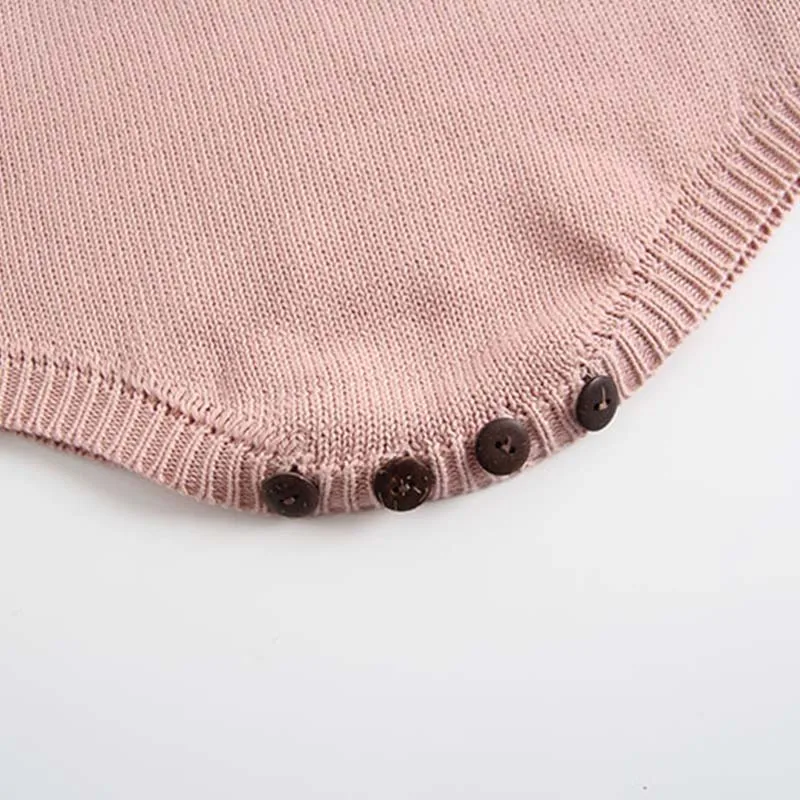 0-3Y Детский вязаный комбинезон для малышей Детская одежда для девочек Боди с ручной вышивкой Вязка Осенний комбинезон Детская одежда